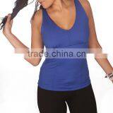 Nylon Spandex Dry Fit Training Singlet OEM Factory 88% Nylon 12% Spandex Women Nylon Blue Gym Vest thumbnail-2