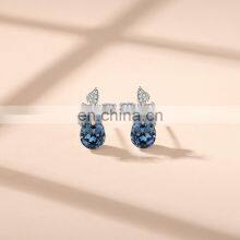 High Quality S925 Sterling Silver Fashion Crystal Jewelry Delicate Butterfly Stud Earrings thumbnail-2