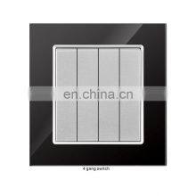 Electrical Wall Socket Panel 4 Switch Gold Red Black Panel Plug Socket 10A/16A European Standard British Standard