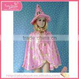 Pink Witch Costume With a High Cap Gauze Dress Halloween Costume With Gold Stars Pattern thumbnail-1