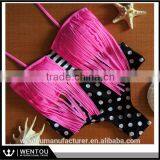 2016 New Women Push-up Padded Bra Tassel Swimsuit Bathing Suit Swimwear Bikini thumbnail-1