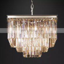 1920s Odeon Square Tier Brass LED Crystal Chandelier Modern Design for Dining Living or Bedroom for Villa Ceiling Decor thumbnail-4