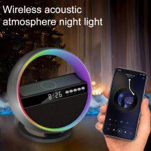 Popular Design Multifunction 15W Digital Display Alarm Clock RGB LED Night Light Bluetooth Speaker With Fast Wireless Charger thumbnail-2