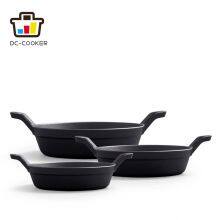 Mini Black Cast Iron Skillet Set Small Oval Skillets Cast Iron Single Serve Dish Pans Mini Casserole Dish for Baking Roasting