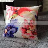 Chinese Watercolour Felt Flowers Printed 100% Cotton Large Cushion Cover thumbnail-5