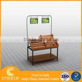 Supermarket Fruit and Vegetable Display Stand Rack With Wooden and Metal Combination