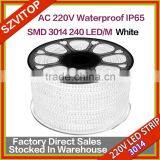 220V AC LED Strip SMD 3014 240LED/M White Waterproof 100M 5MM Width Super Bright 100M/Roll New thumbnail-1