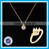 Engagement gold ring necklace set fashion diamond jewelry sets sale