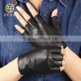 fashion classic design car driving sew fingerless leather gloves for men's with perforated                        
                                                Quality Choice