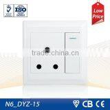 N6 Series Wall Switch 15A 1 Gang Switched Round-pin Socket