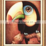 low price small size partly round mosaic stone drilled main artwork woodpecker bird design painting