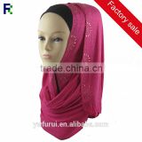 New Design Jersey Paillette Scarf Hijab With Rhinestones Shawls For Women