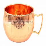 IndianArtVilla Pure Copper Round Mug Moscow Mule Cup 500 ML - Serving Beer Wine Cocktail - Beer Bar Home Hotel Restaurant Tablew