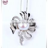 white Fresh water pearl flower 925 silver necklace