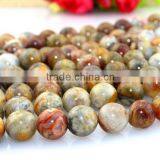 12mm Natural Round Crazy Agate Semi-gemstone Loose Beads thumbnail-1