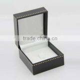 Custom Made Ring Jewelry Box With Gold Stamping Logo and White Velvet Insert