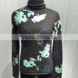 BGAX023 Hot Sale 100% Cashmere Jacquard Turtle Neck Girls Sweter Design
