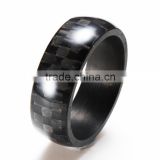 Men's wedding Band Ring Dome Carbon Fiber ring with comfort fit