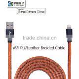 MFI Leather Charger Cable for IPhone 6/iPhone 6s/iphone 6 Plus/iphone 6s Plus Made in China thumbnail-1