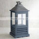 Decorative Indian Lantern | Blue Finish Wooden Lantern With Metal Top thumbnail-2