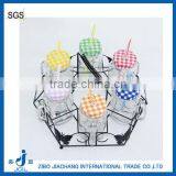 6 Pcs Square Glass Classical Mason Beer Mug Set With Rack thumbnail-1