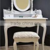 European baroque antique white romantic solid wood bedroom set / dresser table / mirror