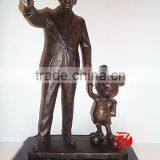 Bronze Famous Man With Mickey Mouse Statue Desk Decoration thumbnail-1