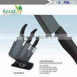 Black Blade Ceramic Knife Set With Block thumbnail-3