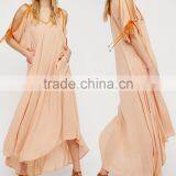 Summer Beach Flowy Effortless Sexy Ladies Nighty Maxi Dress With Cutout Shoulder HSD5948 thumbnail-1
