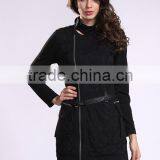 2014 New Arrival Ladies Asymmetrical Zip Long Coat Fashion Design Winter Overcoat thumbnail-2