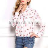 2015 Newest Hot Sell Best Summer Fashion Lip Prints t Shirt Ladies Blouse Designs Women Shirt With Long Sleeve thumbnail-4