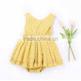 2017 New Design Hot Sale Summer Dress 2017 Wholesale Cotton Clothing Boutique Custom Kids Sleeveless Baby Little Girl Gold Dress thumbnail-2