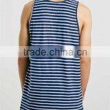 White and Navy Striped Custom Design Mens Gym Singlets thumbnail-4