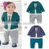 Infants Gentlemen Boys Autumn Long Sleeve Bodysuit Necktie Rompers Baby Boys Suit thumbnail-1