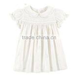 Toddler Girl's Smocked White Dress With Collar Design thumbnail-1