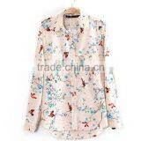 Fashion Ladies Blouse,bird Printing Woman Shirt/women Colthing Long Sleeve thumbnail-4