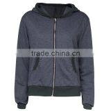 Small Quantity Workable Gray Contrast Wings Print Zip Up Hoodie for Women thumbnail-1