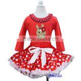 Red White Polka Dots Pettiskirt Plus Year of Horse Red Long Sleeves Top 1-7Y thumbnail-1