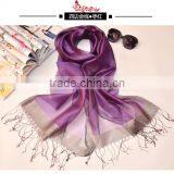2017 Latest Fashion Organza Scarves Two Layer Silk Scarf Best Selling for Ladies Silk Scarf Hijab Caps thumbnail-3