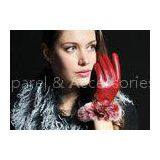 Custom Wool Knitted Women Wearing Sheep Leather Fur Hand Gloves Red for Weddinh or Party thumbnail-1
