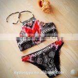 White High Neck Cutout Swimwear Bikini/ Mzyg Halter Bikini Swimwear/ Fancy Bikini Set Swimwear Beachwear thumbnail-4