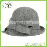 Promotion Fashion Korea Style Khaki Bowknot Felt Winter Women Fascinator Wide Brim Hat thumbnail-5