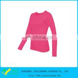 Quality Designed Solid Pink Slim Fitted Long Sleeve T Shirts Outdoor