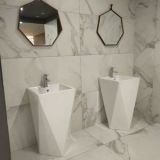 Sanitary ware bathroom diamond shape ceramics big size floor standing single hole pedestal basin for hot sale