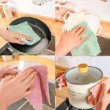 Cheaper Double-layer Absorbent Microfiber Kitchen Dish Cloth Non-stick Oil Household Cleaning Wiping Towel Kitchen Tool thumbnail-3