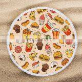 Junk Food Beach Towel Blanket With Tassels Burgers Pizza Fast Food Print Teens Girls Fashion Round Yoga Funny Food Blanket thumbnail-2