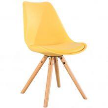 Modern Dining Room Chair Leather Cushion PP Plastic PU Dining Chair With Wood Leg for Sale thumbnail-4