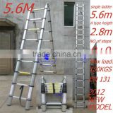 Industrial Aluminum Telescopic Ladder 5.6m=9+9=18 steps With SGS 2012 EN131
