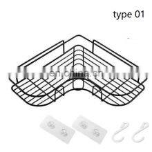 With Suction Cup Bathroom Accessories Wrought Iron Shampoo Storage Rack Holder Kitchen Punch Corner Frame Shower Corner Shelf thumbnail-2