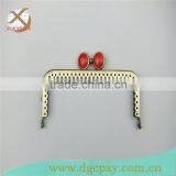 12.5*5cm Antique Brass Sewing Metal Purse Frames Kiss Clasp Red Beads